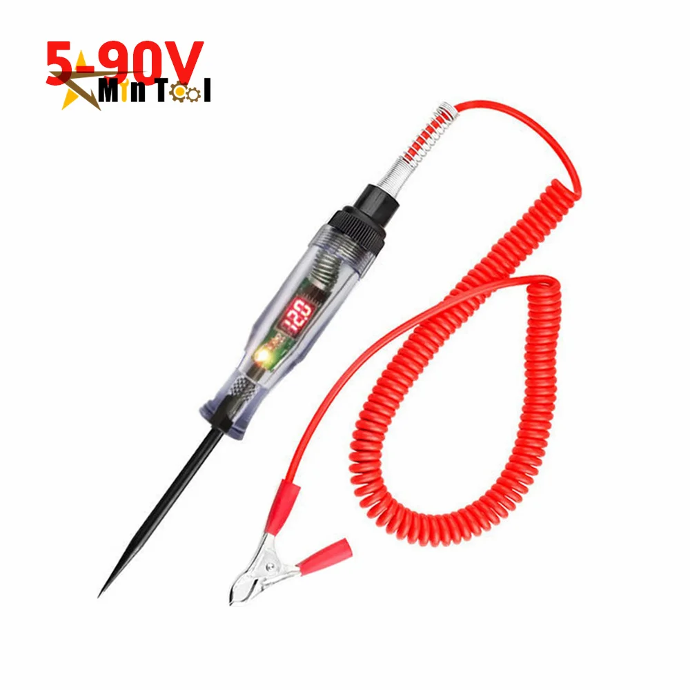 5-90V Car Truck Voltage Circuit Tester Digital Display Long Probe Pen Light Bulb Automobile Diagnostic Tools Auto Repair  Tool