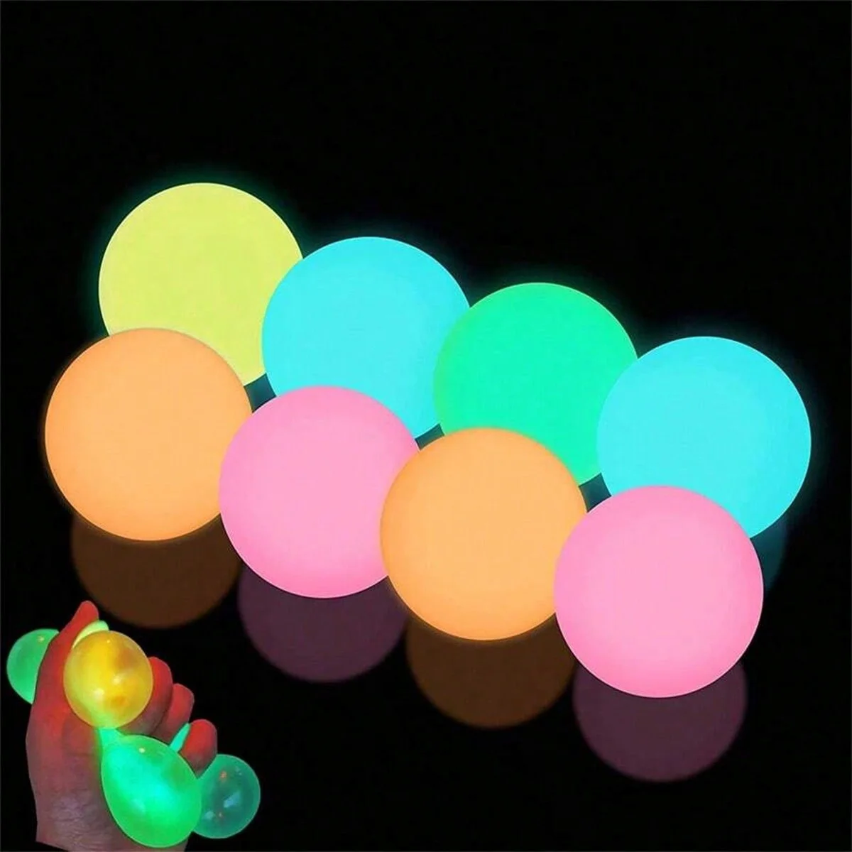5 pcs/10 pcs Glow in The Dark Sticky Stressbal Zintuiglijke Fidget Speelgoed voor Volwassenen & Kinderen, angst Relief Grip Fun Party Gunsten
