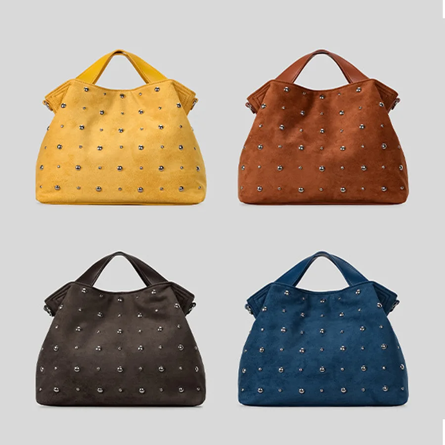

Fashion Rivet Tote Bag Designer Women Handbags Casual Punk Style Nylon Shoulder Crossbody Bag 2025 New Arrival