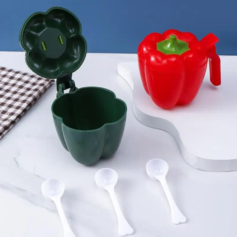 Chili Shape Plastic Seasoning Box 2026 New Household 3pcs/set Handle Splicing Apothecary Jar Kitchen Salt Shaker With Scoop