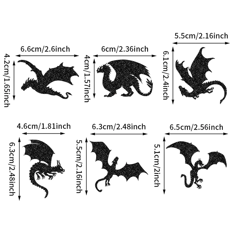 YOMDID 24 Stück Glitzer-Flugdrachen-Kuchenaufsätze, Drachen-Dinosaurier-Cupcake-Topper für Babyparty-Geburtstagstorten-Dekorationen – Detail 4