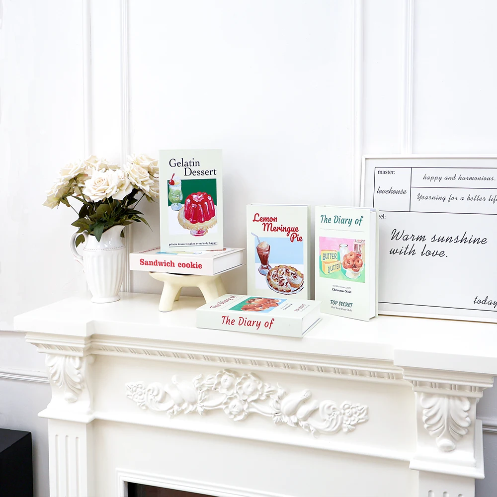 Cute Cream Food Style Decoration Fake Book Openable Book Storage Box Coffee Table Living Room Bedroom Home Additional Decoration view 4