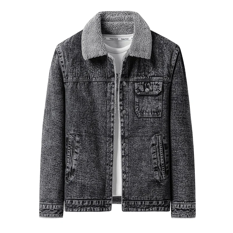 

M-5XL denim jacket, fleece and thickened men's cotton-padded jacket, high-quality, fashionable, cool, versatile and trendy casua