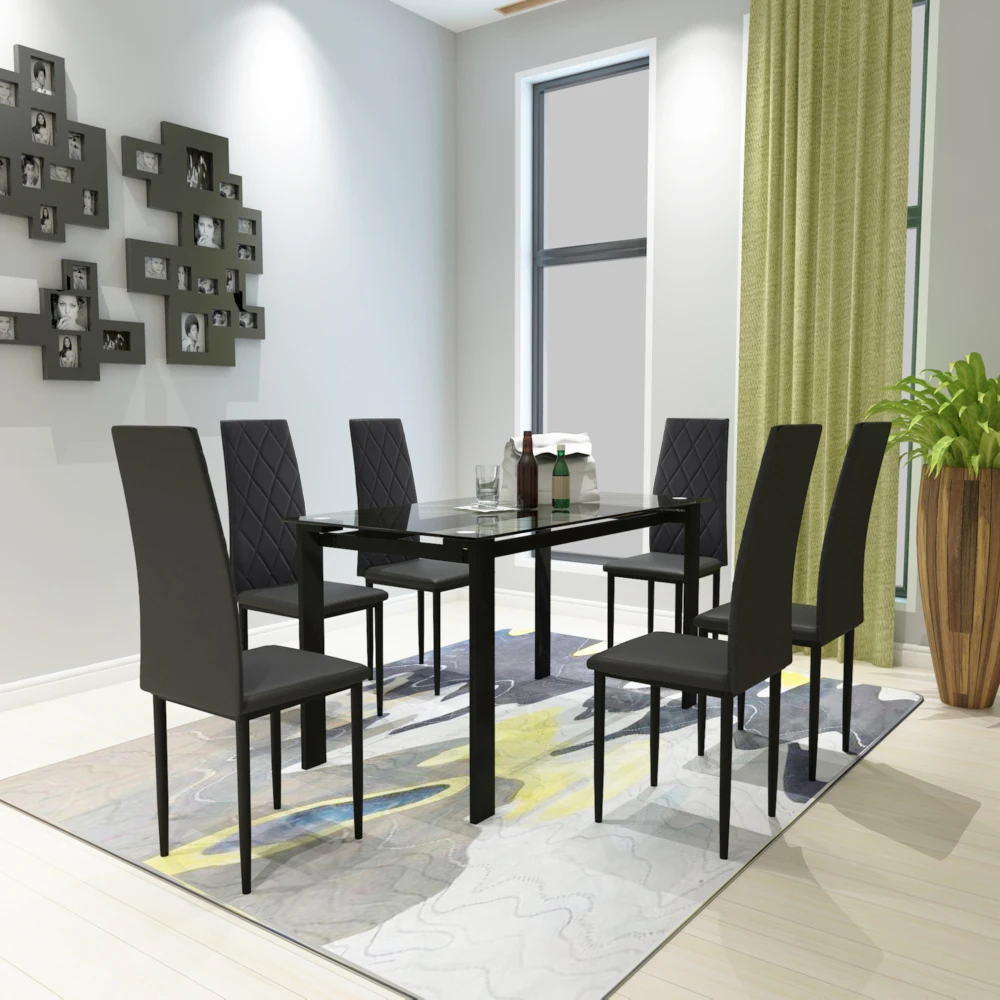 

7-piece dining table set, dining table and chair