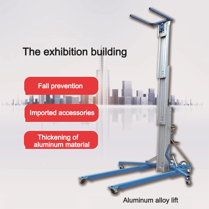 3.5/5/6.5/7.9M Portable Portable Aluminum Alloy Aerial Work Platform - Manual Lifting Tower with Rollers for Exhibition, Stage &