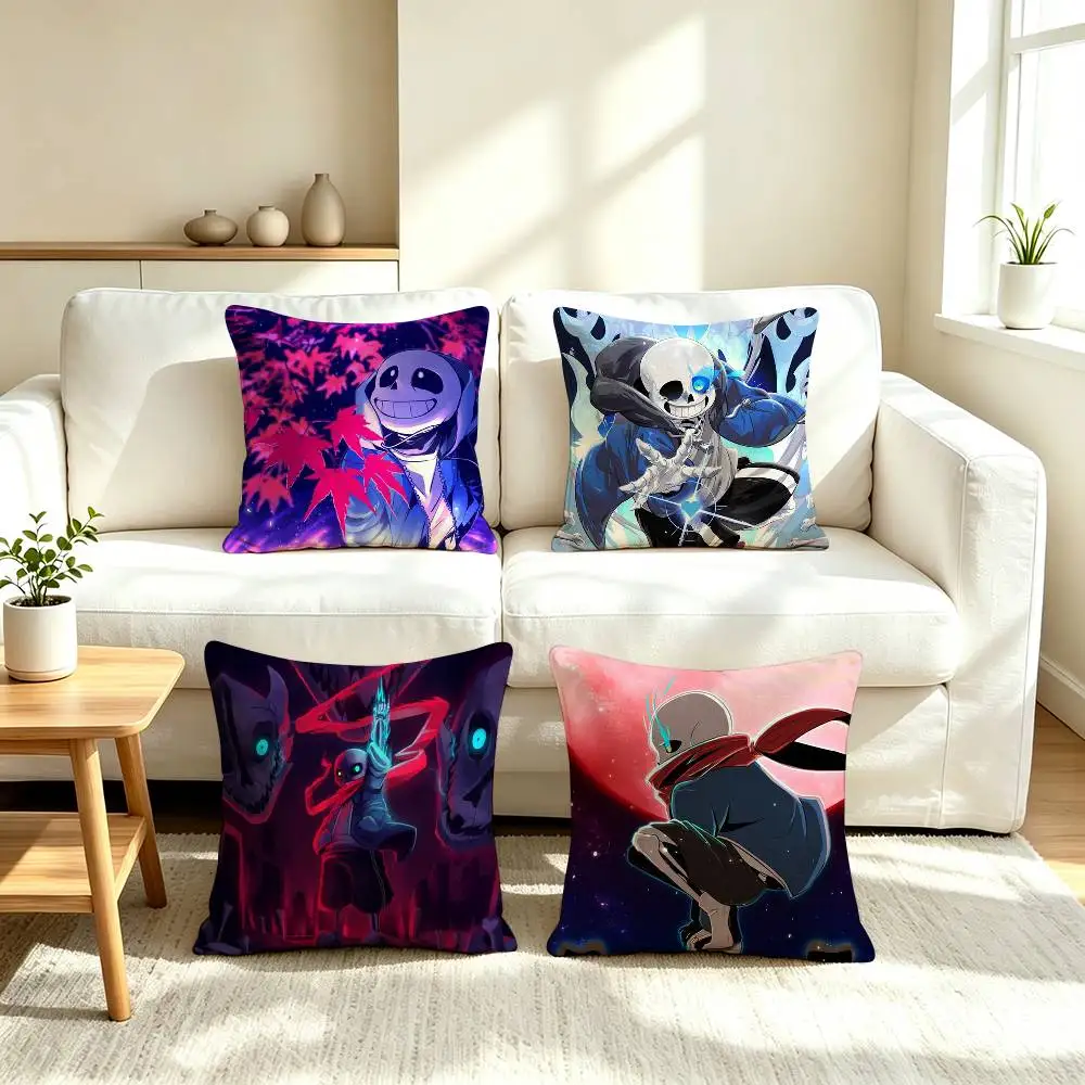 G-Game Undertale Sans  Pillow Case Square Double-Sided Sofa Cushion Cover Bedroom Bedside Pillow