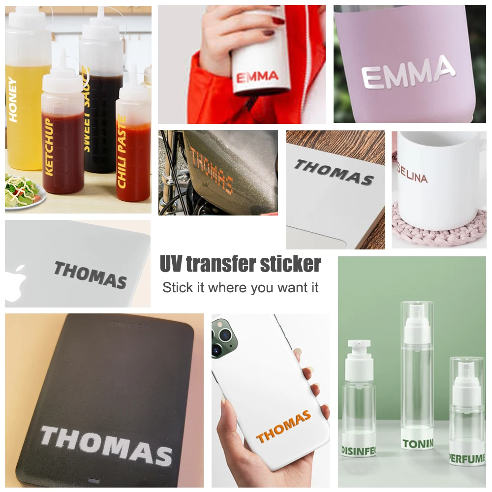 24pcs Custom UV Transfer Name Sticker Waterproof Self-adhesive Die Cut Vinyl Decal Personalized Brand Logo Label DIY Letters Tag