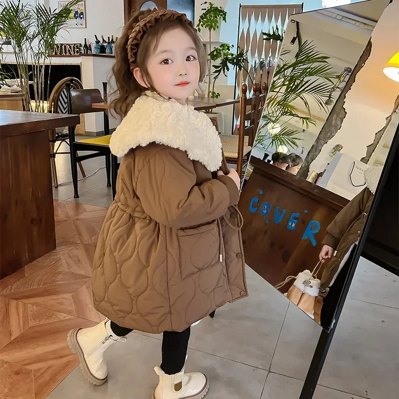 Baby Girl Top Girls Winter Cotton-padded Coat 2024 New Winter Coat Cashmere Padded Coat Winter Baby Cotton-padded Jacket