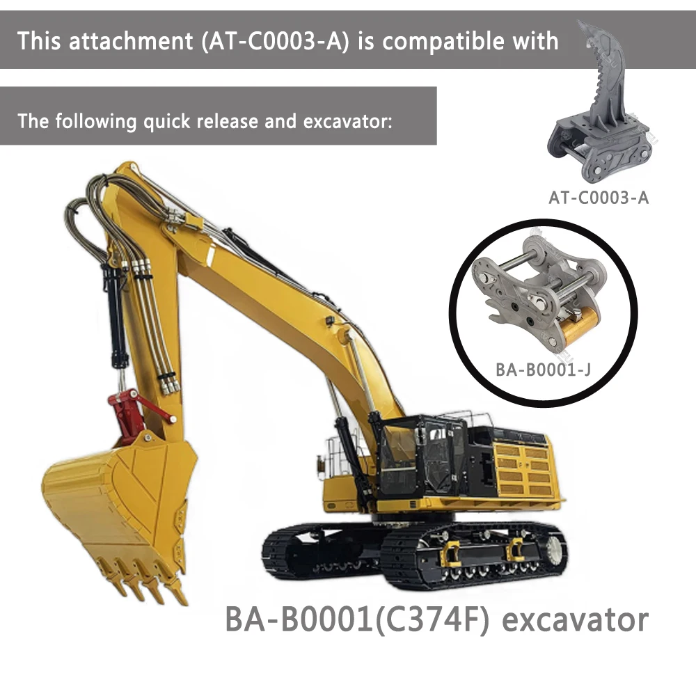 1/14 Excavator C374 Retrofit Quick disassembly bucket straight blade ripper DIY excavator model accessories