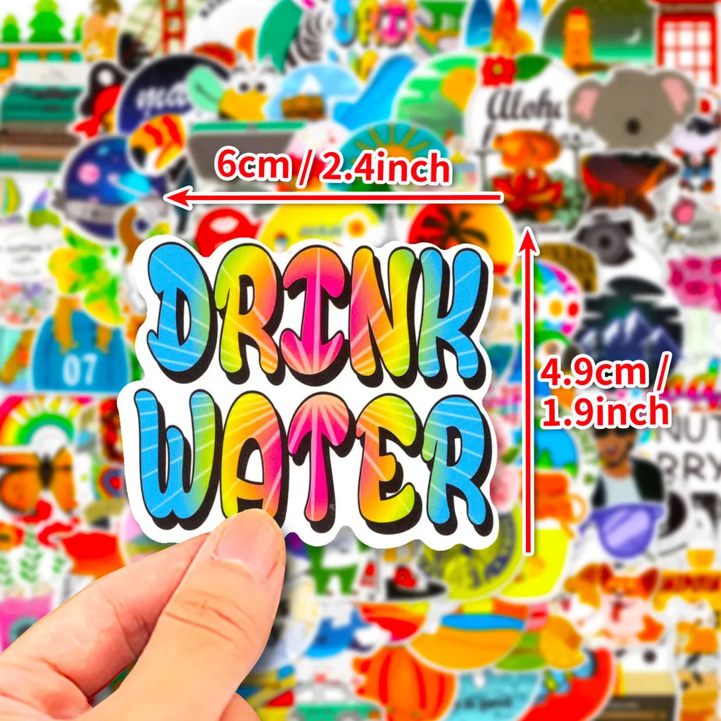 100/50 قطعة من ملصقات العلامات التجارية العصرية المختلطة - جرافيتي صغيرة مقاومة للماء للخوذات والدراجات وحقائب القلم الرصاص (متجر Anime Worlds)