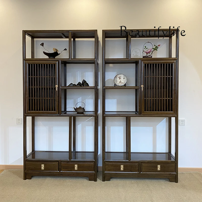

Nordic New Chinese Solid Wood Antique Shelf Home Zen Storage Rack