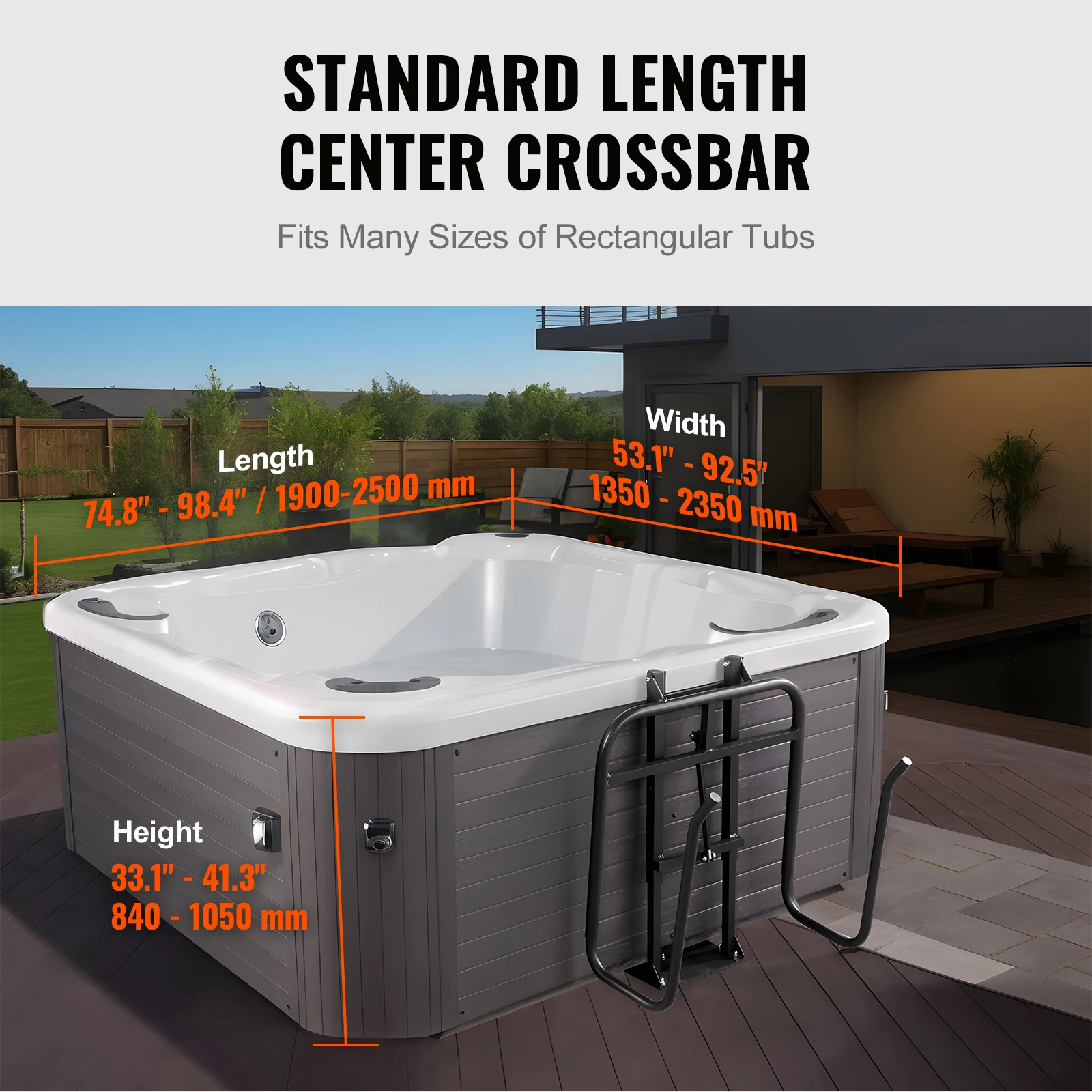 VEVOR-cubierta de bañera de hidromasaje, cubierta de elevación de Spa, altura hidráulica de 33,1 "-41,3" de ancho, 53,1 "-92,5" ajustable instalada debajo