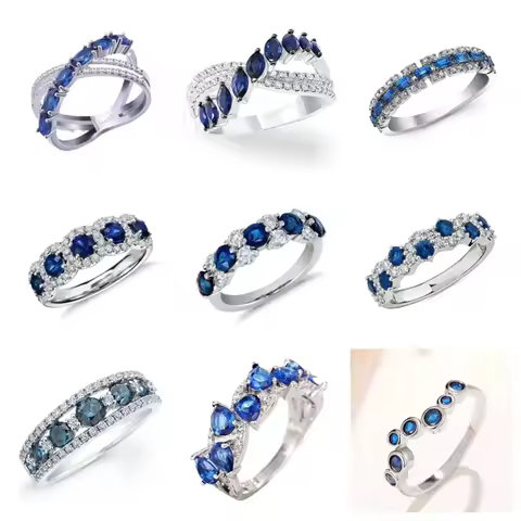 2026 New Women's Ring Blue/White Zircon Temperament Finger Accessories Sparkling Silver Watch Band Fashion Jewelry