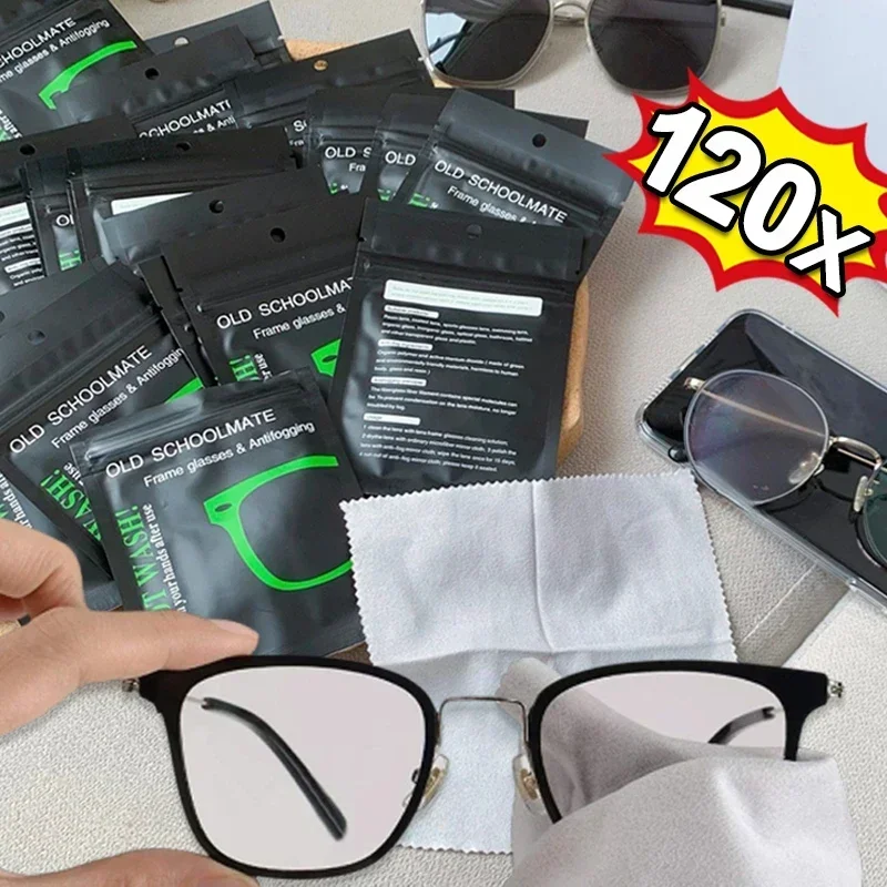120pcs Reusable Microfiber Anti Fog Eyeglass Cloth Lens Anti Fogging Special Cloth Wiping Eyeglass Cloth Phone Cleaning Wipes
