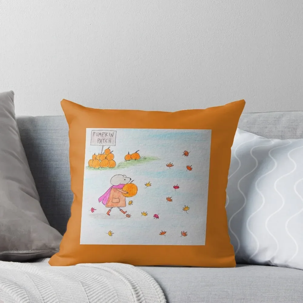 

Mouse at Pumpkin Patch Cute Halloween Fall Seasonal Throw Pillow bed pillows Christmas Pillow Cases Cushion Cover Luxury pillow