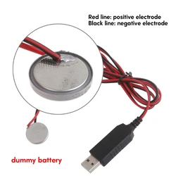 USB to 3V CR2032 Dummy Battery Charging Cable Cord for CR2032 3V Button Cell Battery Powered Watch Remote Control Toy