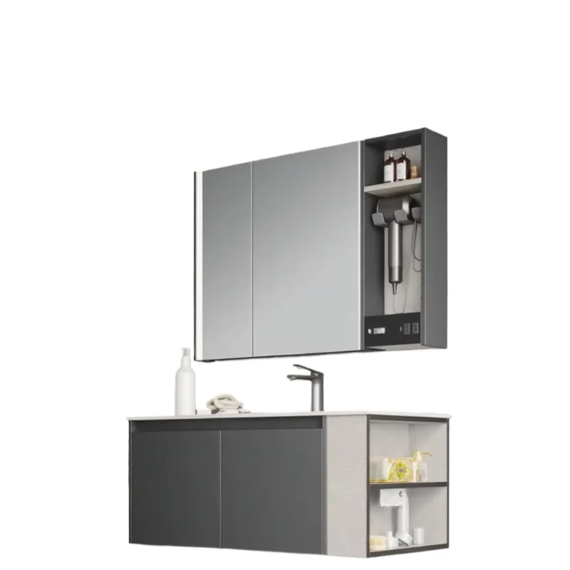 

Modern Cream Wooden Bathroom Vanity with Smart Mirror Ceramic Basin for Bedroom Bathroom Vanity