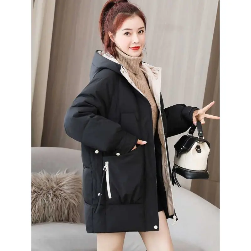 Winter New Women\'s Long 2024 New Loose Joker Fashion Slim Down Cotton-padded Jacket Cotton-padded Jacket