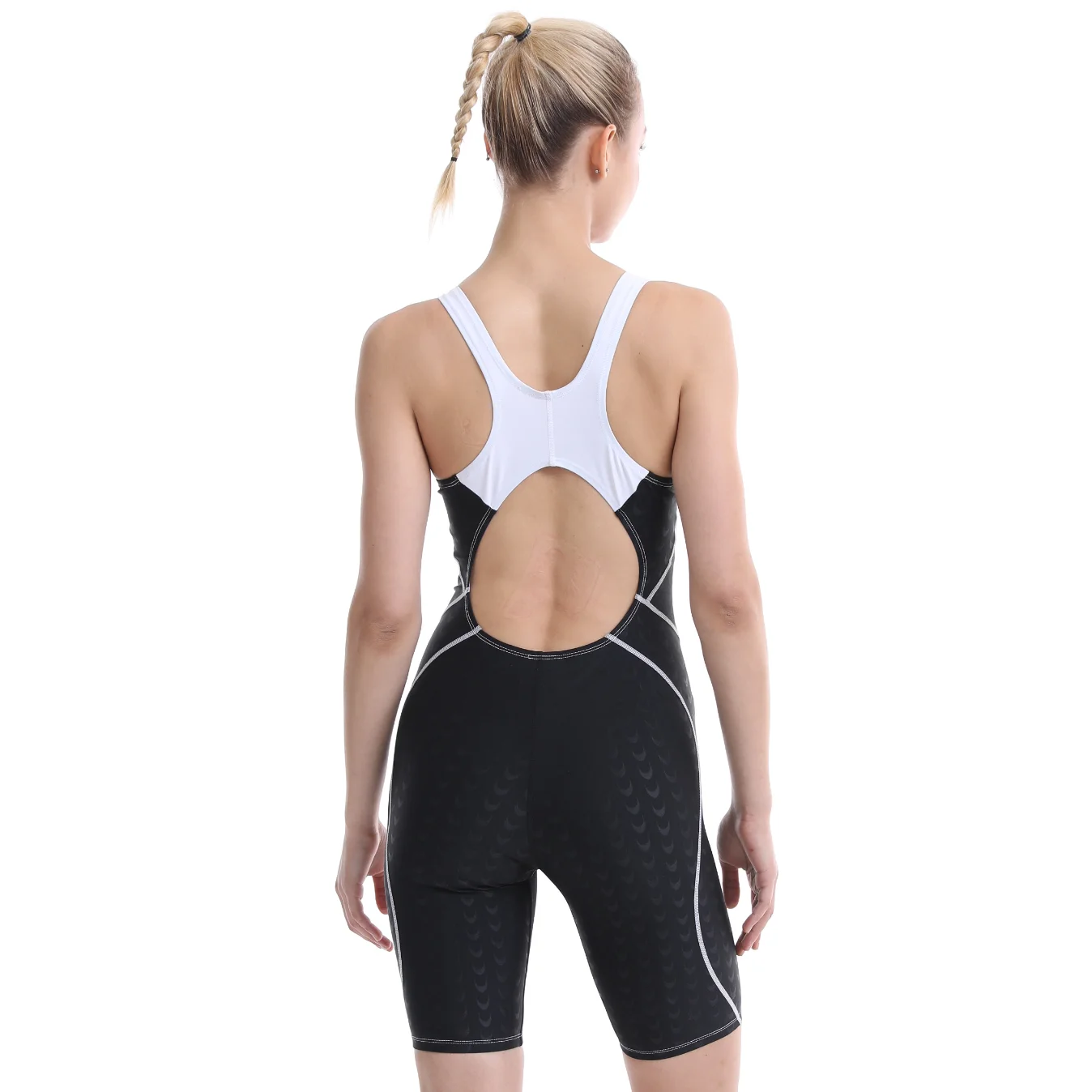 Sharkskin One Piece Swimsuit Knee-Length Racing Swimsuit Female Swimming Outfit HXBY Women Professional Sporty Swimwear