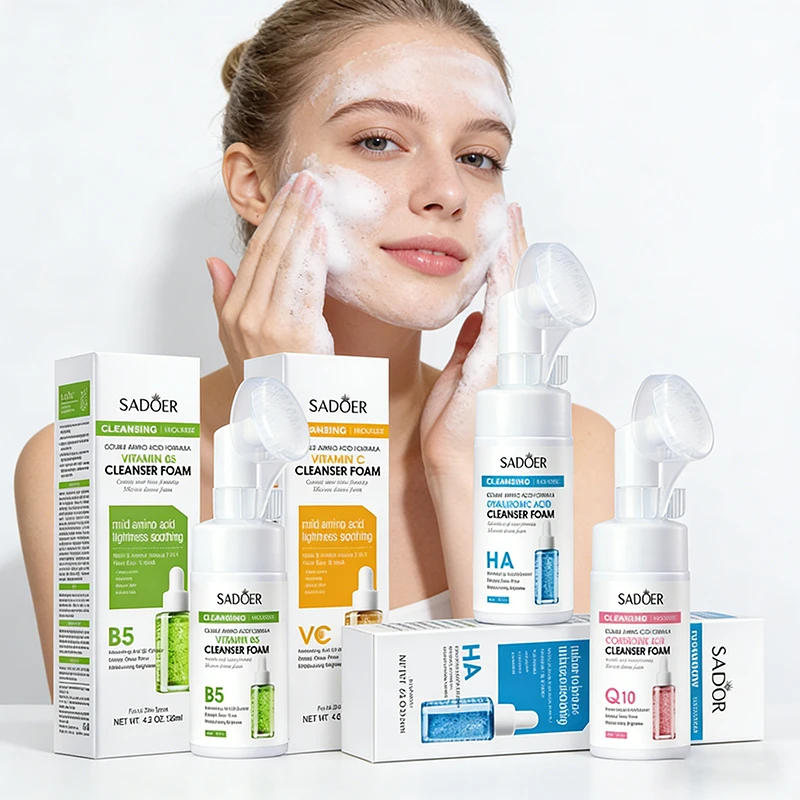 SAODER Q10 Vitamin C Facial Cleanser Face Wash Foam Facial Cleansing Mossee Nawilżające, rozjaśniające produkty do pielęgnacji skóry twarzy