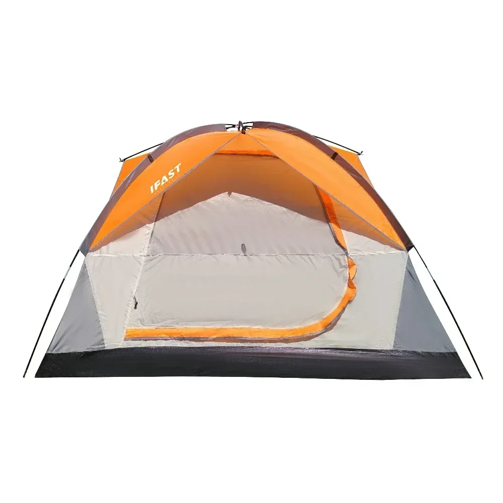 

2/6 Family Camping Tents, Outdoor Double Layers Waterproof Windproof with Top Roof Rainproof and Large Mesh Windows Portable