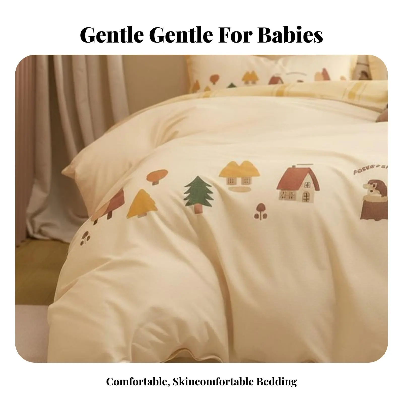 

kids' Cartoon Print Bedclothes Infant Category Top-Grade-Safety Specification Cartoon Print Duvet Set Skingentle Breathable