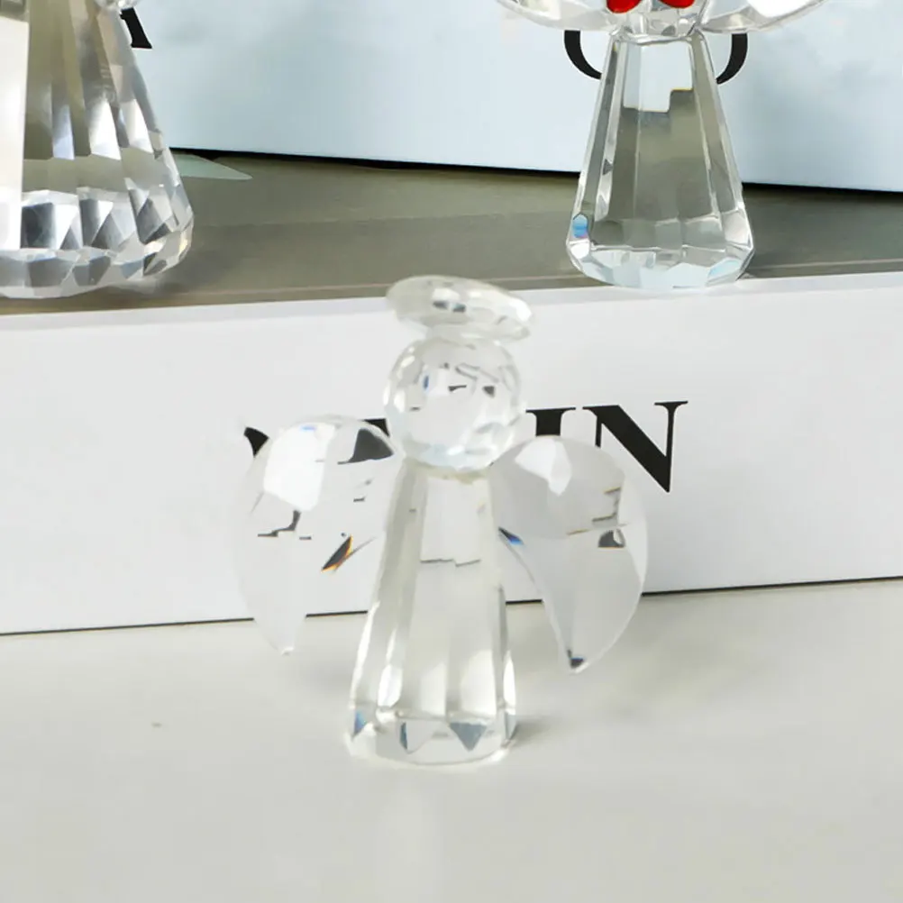 

Elegant Crystal Glass Angel Wing Statue Compact Decor for Living Room Study Cabinet Glass Sculpture Home Garden Decoration