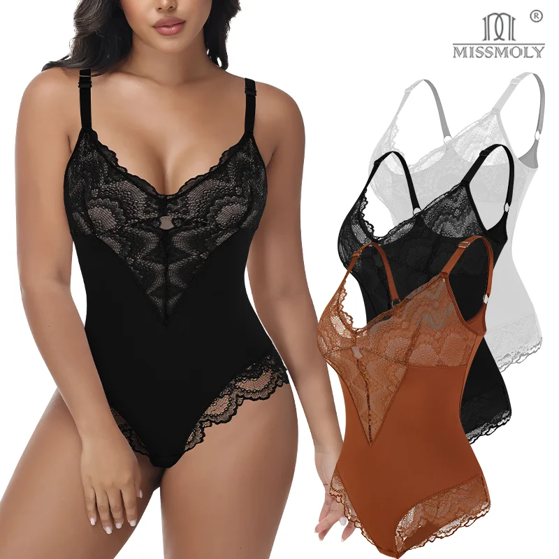 

Miss Moly, женское кружевное корректирующее белье, бюстгальтер с глубоким V-образным вырезом, боди, корсет без рукавов с контролем живота, мягкое нижнее белье, стринги с подтяжкой ягодиц