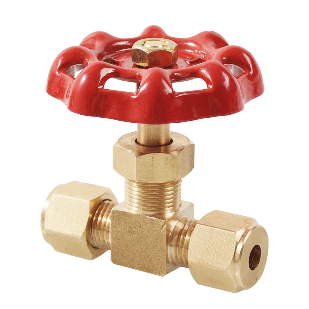 

6 8 10 12 14 16mm Compresion Tube OD Union Brass Shut Off Needle Valve Flow Control Water Gas Oil Marine