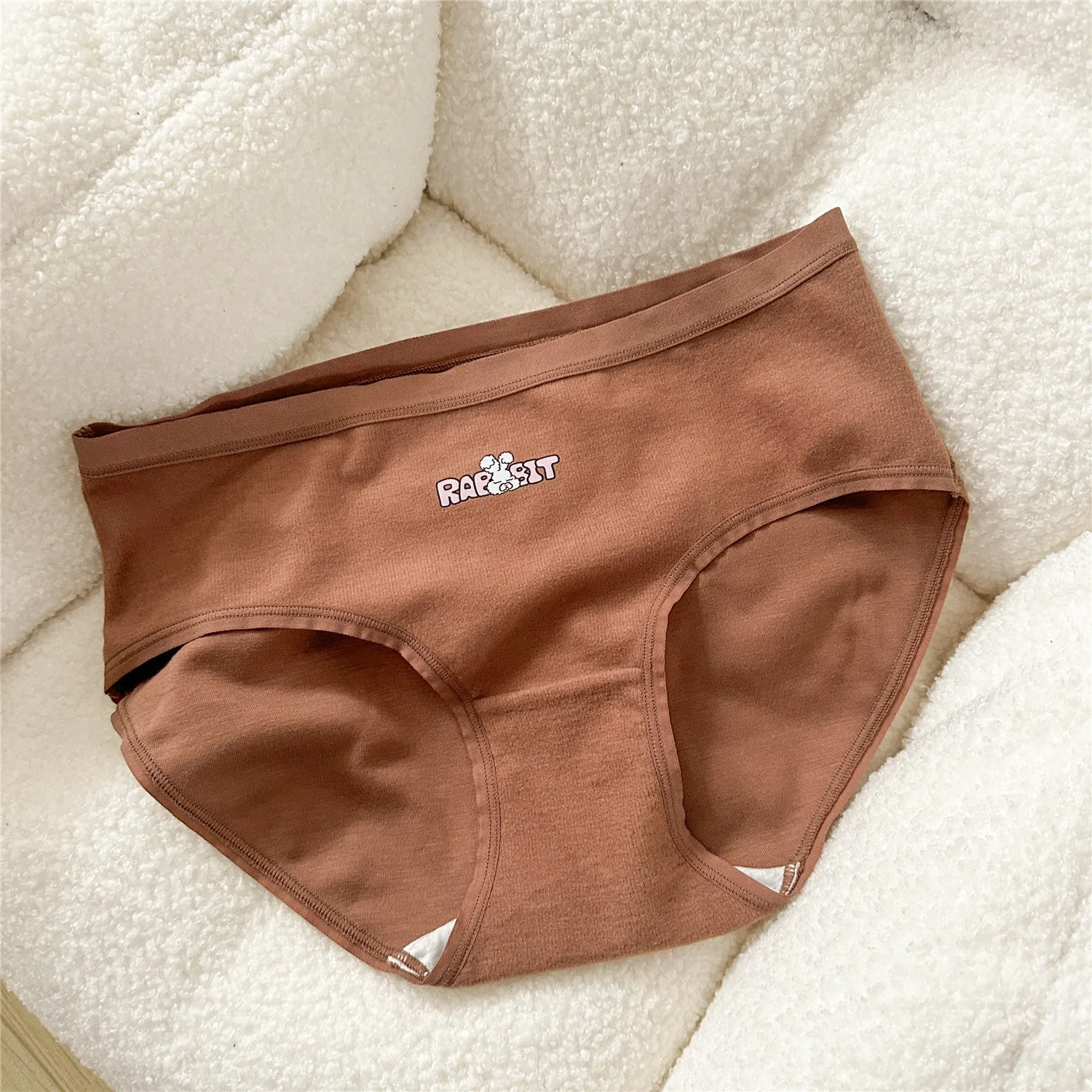 Velvet Chocolate Cute Mid-Rise Girl Panties, Earth-Colored Briefs, Autumn And Winter Brushing