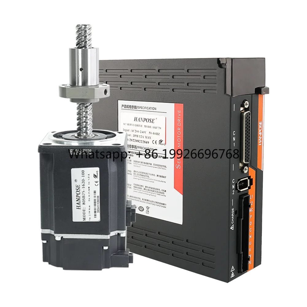 

High Performance Ac Servo Motor Ball Screw Drive Kit 80SB75-1620-100 4.8A 2.4N.m ASD275 AC200-240V+3M Woodworking Cable 750W