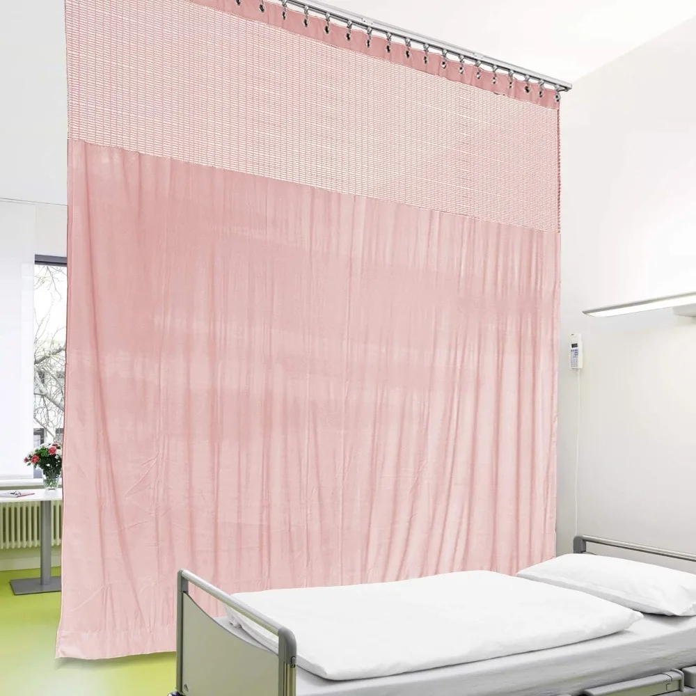 

12ft wide x 7ft tall nickle grommet hospital curtain cubicle medical curtains, room divider privacy curtain, in pink customizab