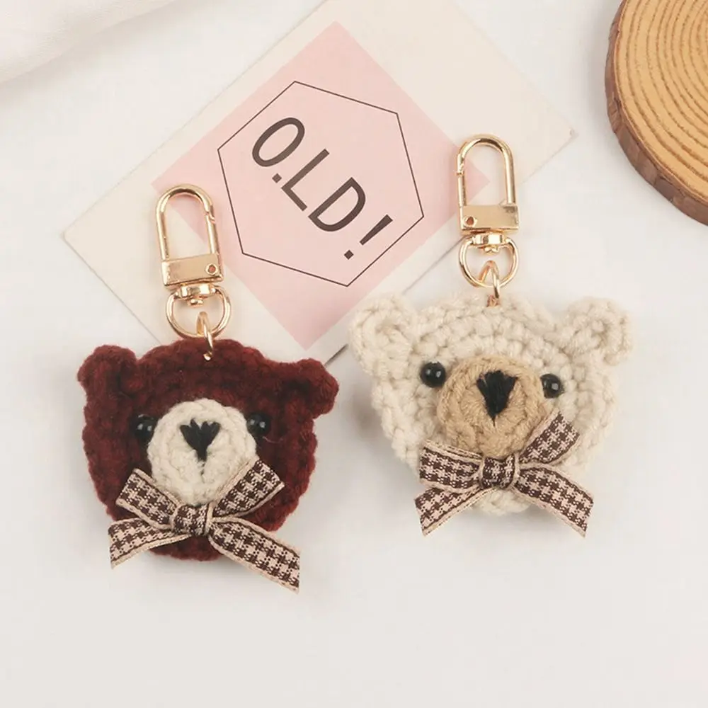 

Car Accessory Knitting Wool Cartoon Bow Tie Key Ring Girls Key Chain Schoolbag Pendant Korean Style Key Chain Bag Pendant