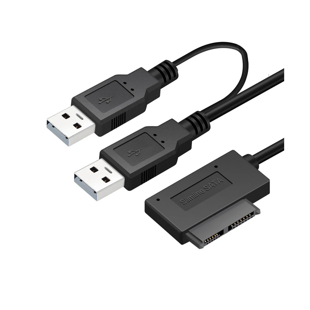 USB2.0 to 6+7 13Pin Slimline Slim SATA Cable with External USB 2.0 Power Supply for Laptop CD-ROM DVD-ROM ODD Adapter