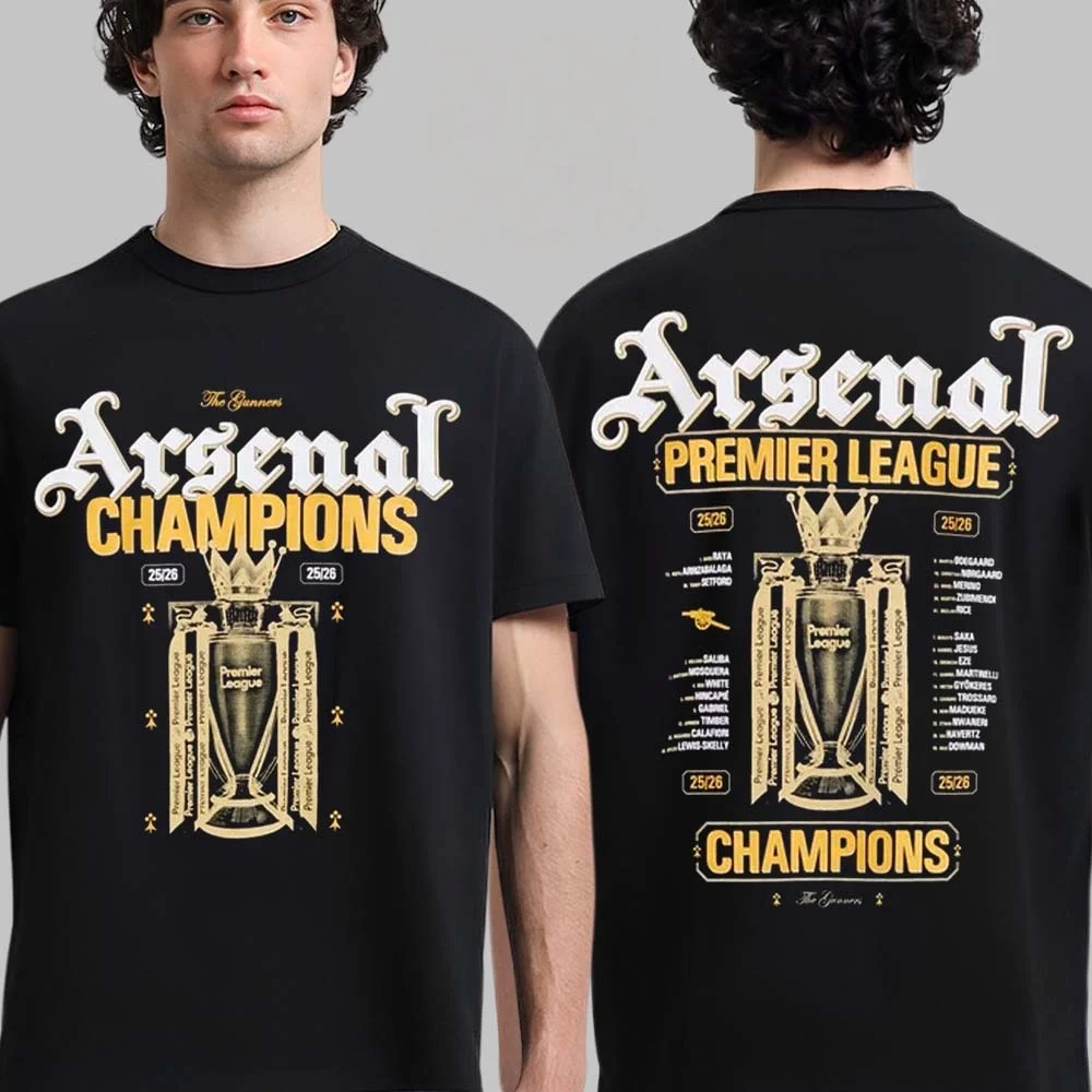 Camiseta dos Campeões da Premier League do Arsenal, Moda Masculina e Feminina, Camiseta de Algodão de Verão Y2K, Presentes para Fãs