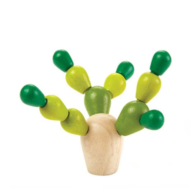 Cartoon Cute Cactus Wooden Puzzle Toys Children's Early Education Building Blocks Balance Toys Decoration Funny Birthday Gifts