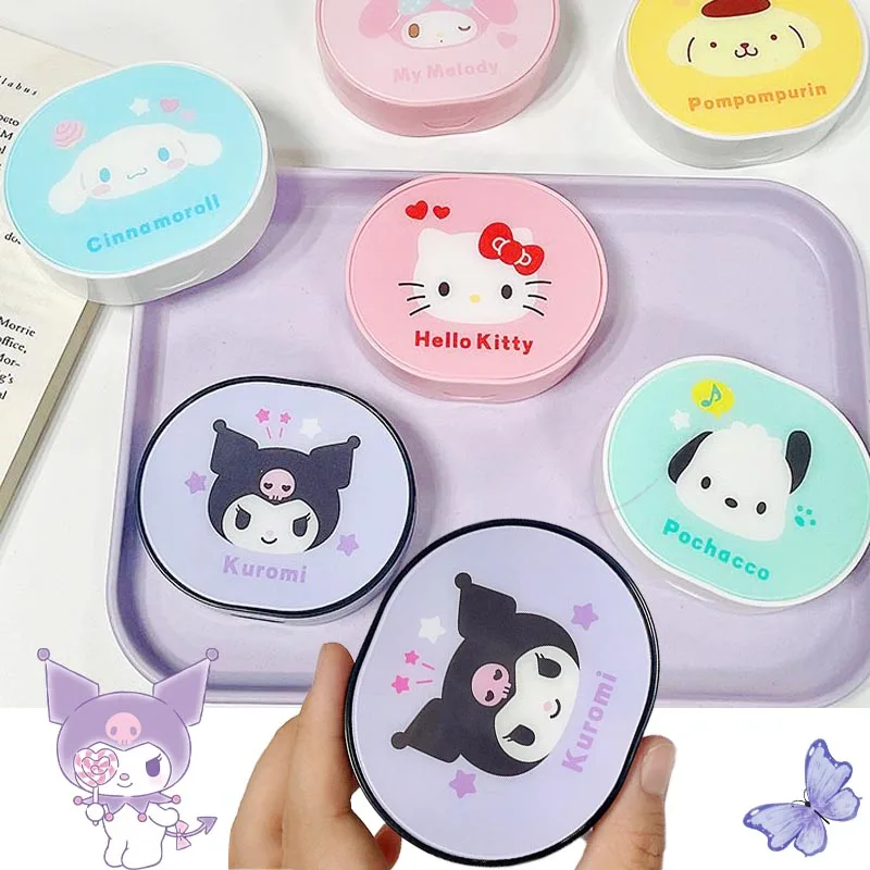 

Kawaii Sanrioed Denture Storage Box with Mirror Hello Kitty Kuromi Melody Cinnamoroll Orthodontic Denture Case Braces Organizer