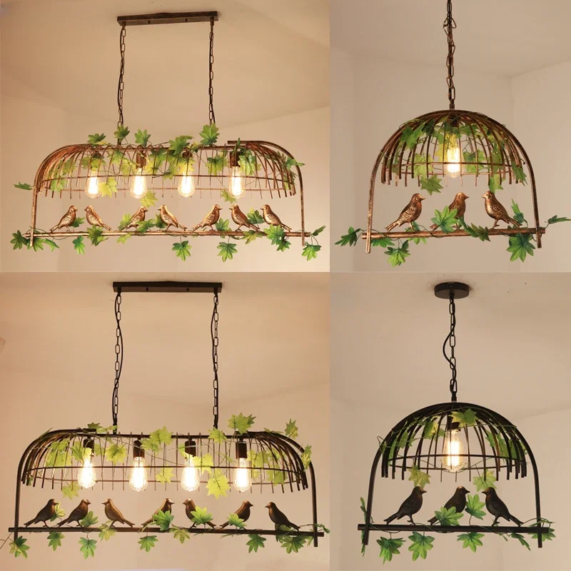 

Retro Industrial Style Bird Cage Pendant Light Restaurant Garden Bar Decorative Light Cast Iron E27 Light