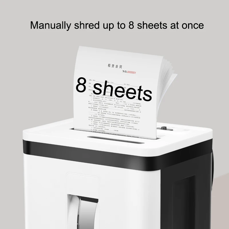 20L Medium Duty Office Paper Shredder 10min Continuous Run Time 2*13mm P5 Micro Cut 8 Sheet Capacity for CD Shredding
