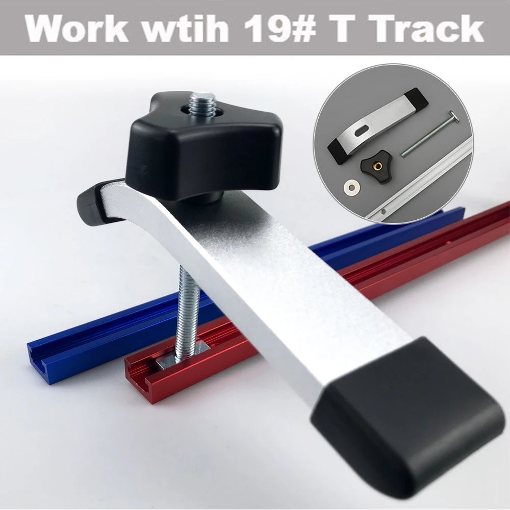 Woodworking T Track Slider M8 T Screw M8 Nut Saw Table Acting Hold Down Clamp for T-Slot T-Track Wood Work DIY Tools
