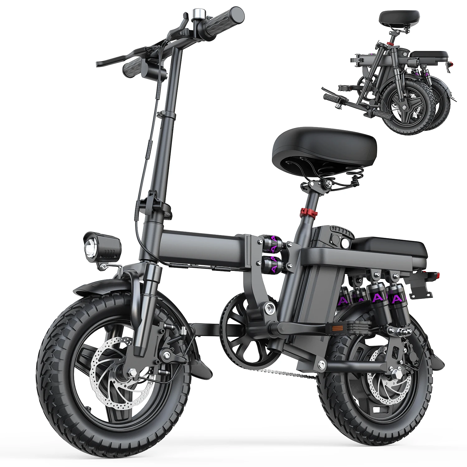 UPlee GE5 Adults Electric Bike 500W Peak Motor 48V 15AH Removable Battery Electric Bicycle 14 Inch Folding Urban Leisure E Bike