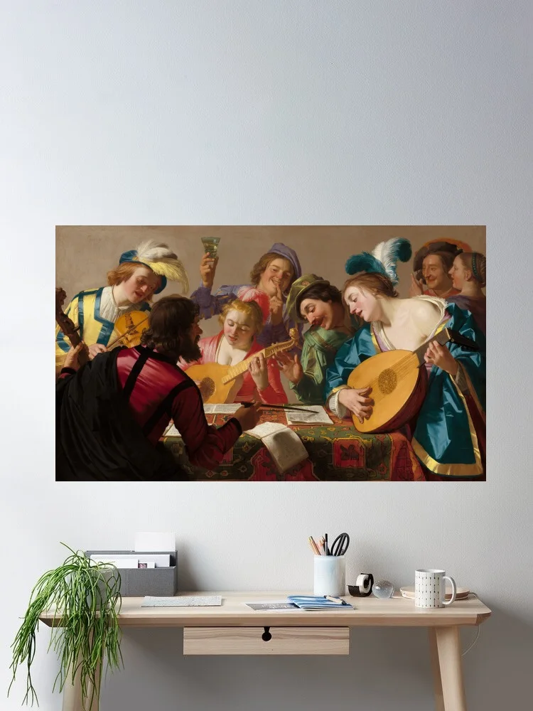 

Gerrit van Honthorst The Concert Canvas POSTER ,Home Decor Wall art painting