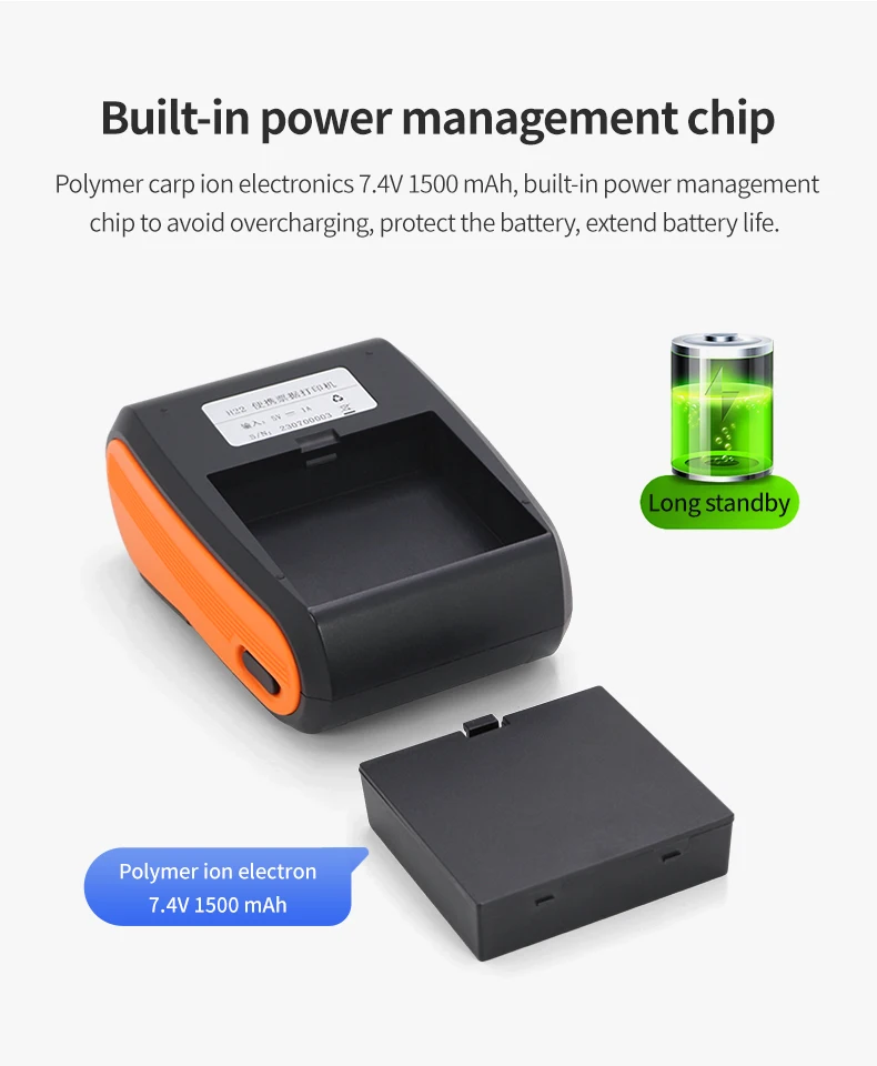 Globaly Fashion Small Size  Portable  Blue Tooth BIg Battery Back up Thermal Ticket Android  IOS Printer 58mm for SHop  H22