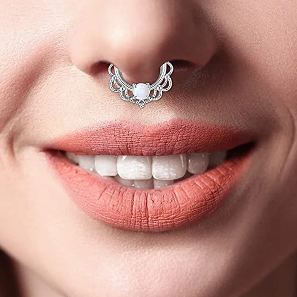 WKOUD 1Pcs Septum Rings Hoop Nose Ring Horseshoe Stainless Steel Cartilage Earrings Hoop Helix Tragus Septum Piercing Jewerly