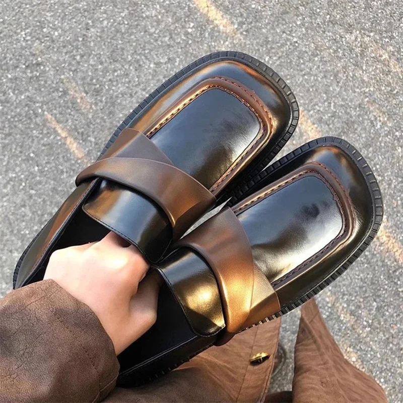 

British style comfort Square Toe Elegant Women Shoes Mid Heels Spring and Fall New Casual Shoes Fashion 2024 New Trend Female