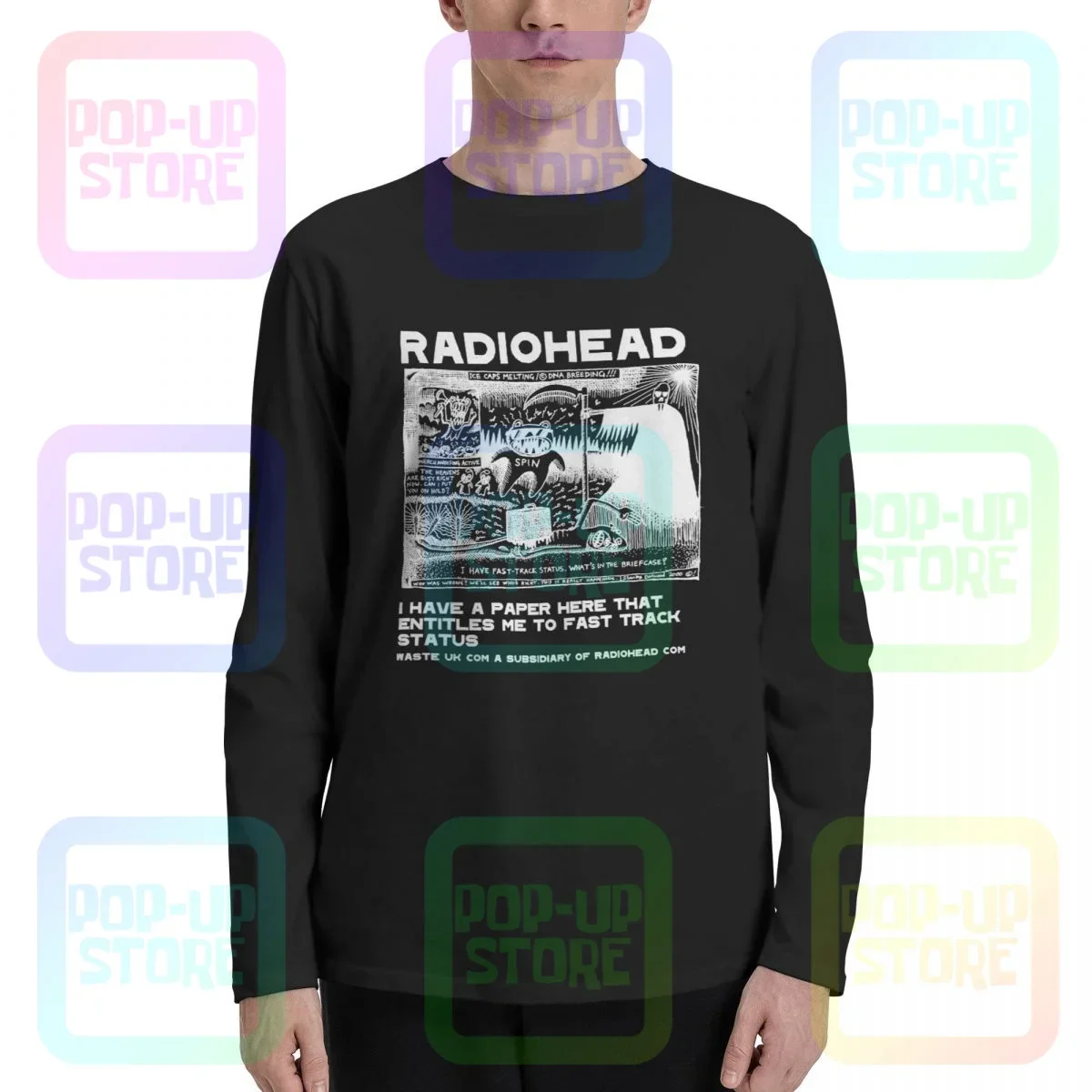 Radiohead Band Rock Thom Yorke Orange Star Rock Long Sleeve T-Shirts T-shirt Tee Cool Casual Harajuku Streetwear