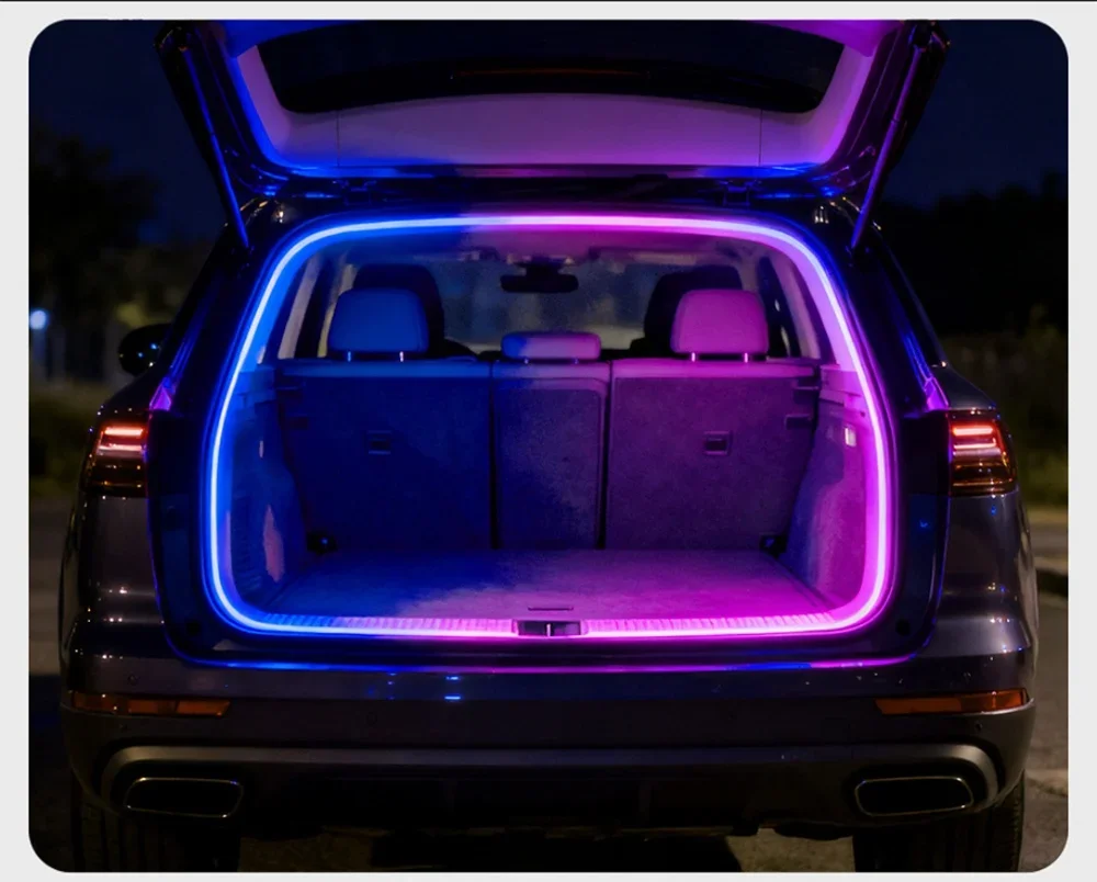 SUV Dynamische Mobile Kofferraum-Lichtleiste 400cm Flexible RGB Neon-Atmosphärenbeleuchtung 12V APP-gesteuertes Umgebungslicht – Detail 13