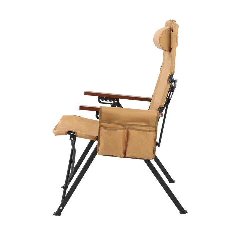 Adjustable 5-Position Folding Chair With Pillow & Armrests - Perfect For Outdoor Camping, Fishing, And Patio Relaxation