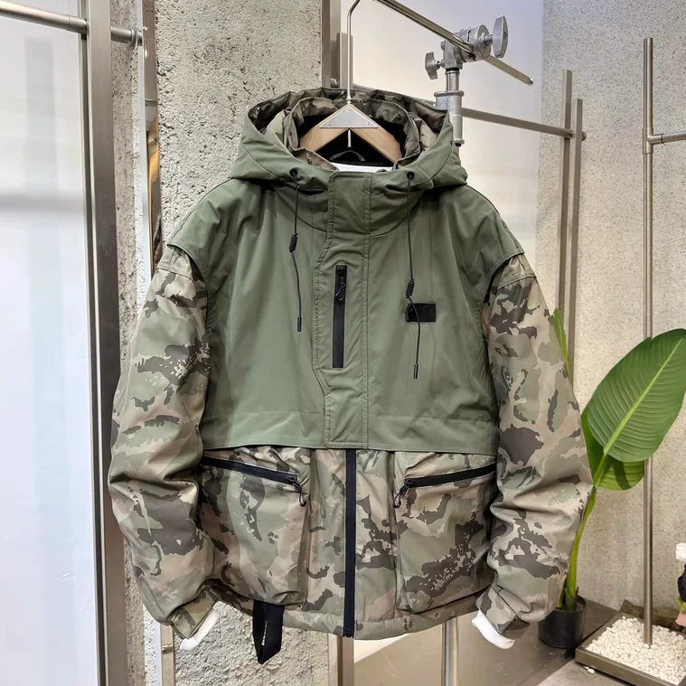 

Camouflage down Jaet Men's Winter Casual Hooded Anti-Cold Padded Coat Thiened White Du down Warm Outerwear