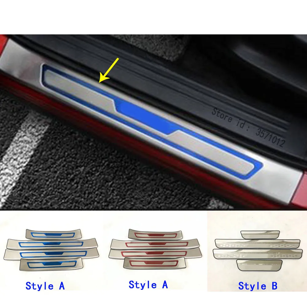 Stainless Pedal Door Scuff Plate Cover Outside Threshold Stick External For Mazda CX-5 CX5 2nd Gen 2017 2018 2019 2020 2021 2022